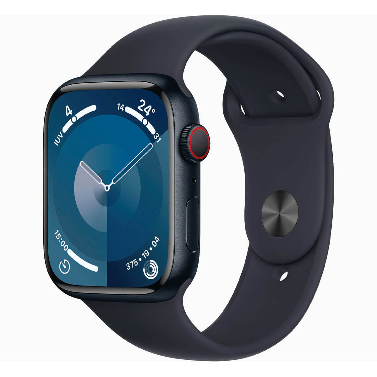 Apple Watch Series 9 GPS 45mm Aluminio Negro y Correa deportiva Negra MR9C3QL/A - Talla M/L