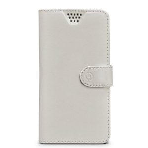 Funda Celly universal M tipo libro blanca