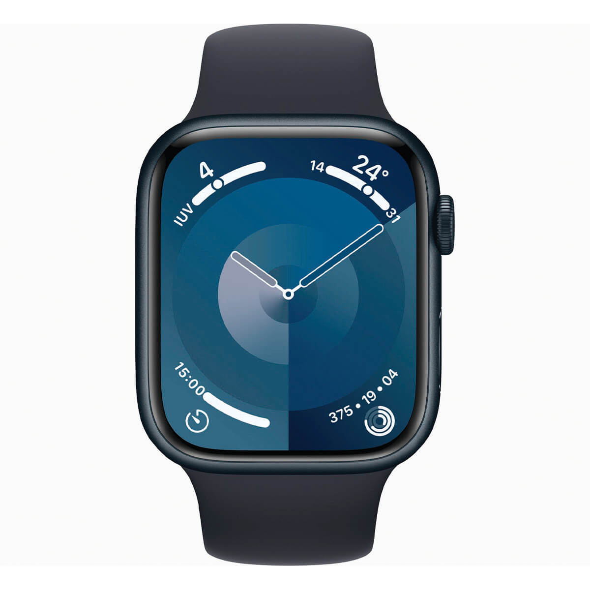 Apple Watch Series 9 GPS 45mm Aluminio Negro y Correa deportiva Negra – Talla M/L