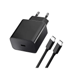 Cargador de red USB-C + cable carga rápida 25W Negro