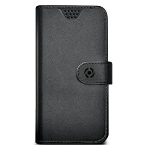 Funda Celly universal XL tipo libro negra y marrón