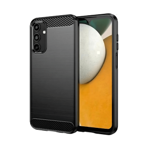 Funda silicona Samsung Galaxy A15 4G / A15 5G, alta protección e inserciones símil a fibra de carbono negro