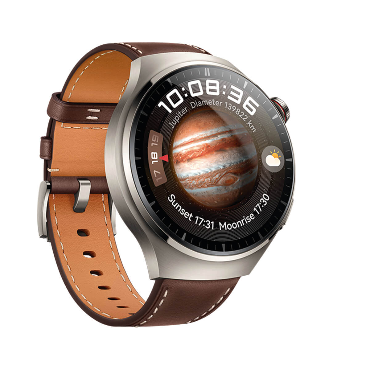 Huawei Watch 4 Pro Classic Titanio y Correa de Cuero Marrón (Dark Brown) Medes-L19L