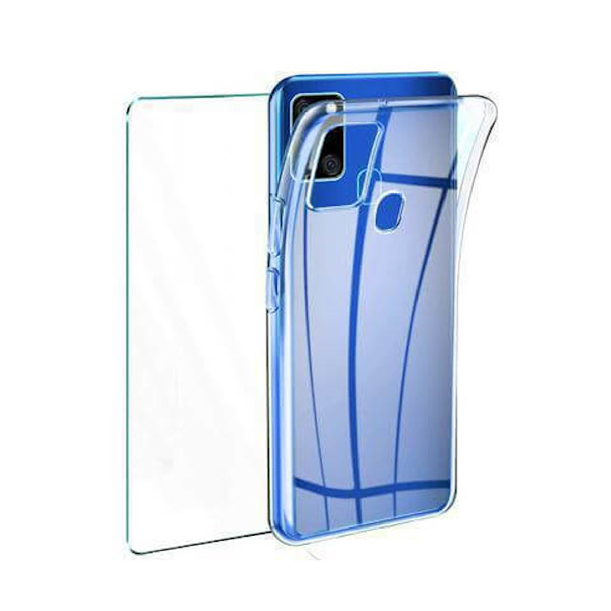 Funda Silicona + Protector Cristal Templado para Samsung Galaxy A21s