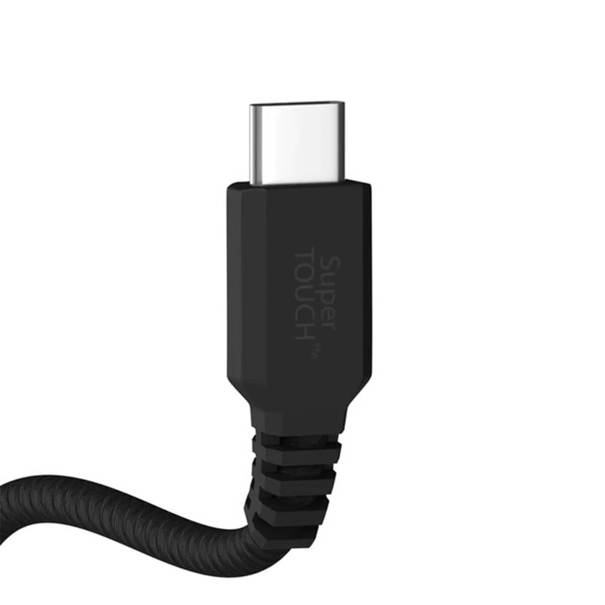 Cargador de coche Dual Supertouch 2x USB-A con cable tipo USB-C Negro