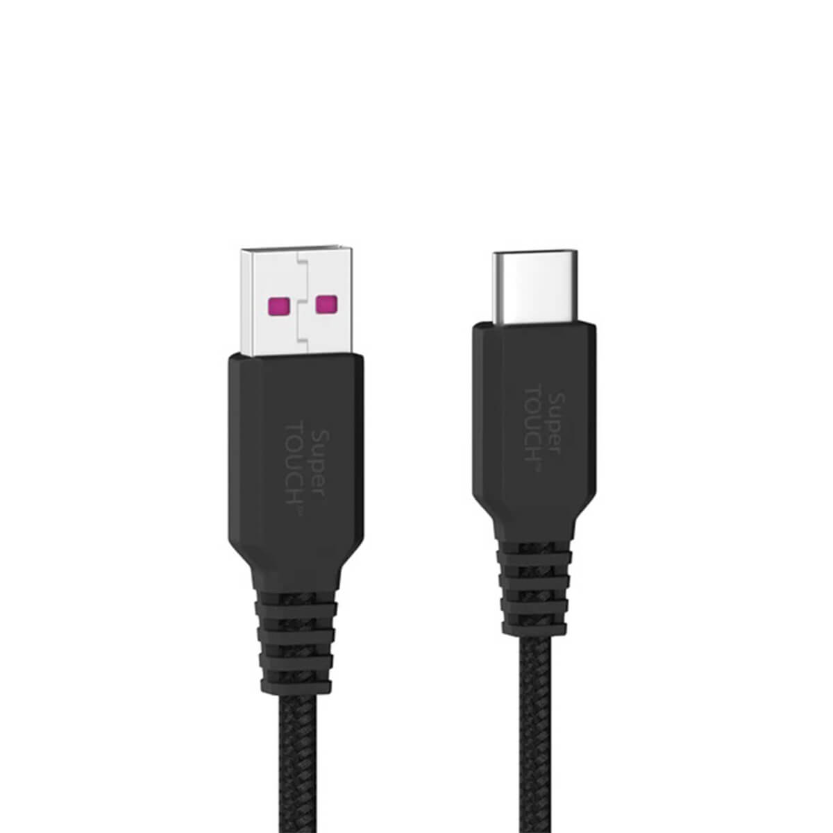 Cargador de coche Dual Supertouch 2x USB-A con cable tipo USB-C Negro